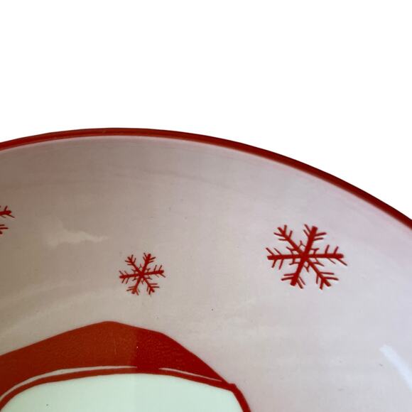 Christmas JOLLY SANTA Dinner Bowl Set of 4 Ceramic Pink Red PrimaDesign Holiday - Picture 8 of 10